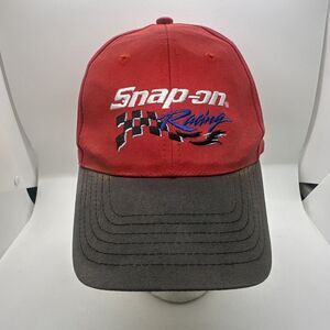 Vintage 90s Snap-On Racing  Snapback Black Adjustable Hat/Cap Red & Faded Black
